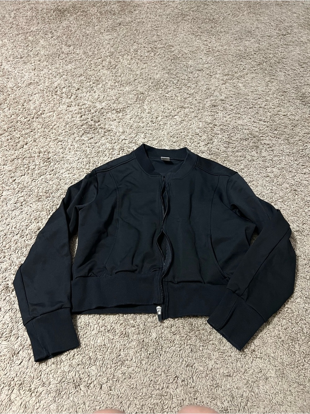 Women's Black Bomber Jacket - Classic Zip Front